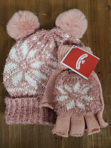 Tinsel snowflake hat gloves - &,